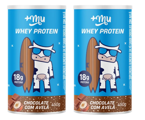 WHEY CONCENTRADO +MU - CHOCOLATE COM AVELÃ - 2 POTES 450G [PREÇO DO REFIL]