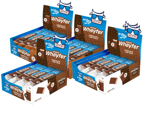 [Lançamento] Combo Chocowheyfer +Mu (4 Caixas Sabores chocolate com coco e chocolate com avelã - 48 uni.) - 1200g