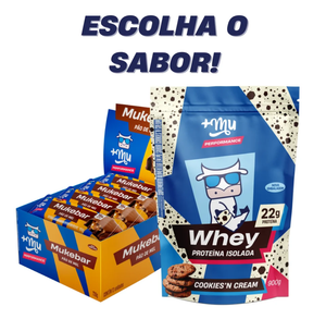 Combo Whey Isolado +Mu Performance - Cookies'n Cream 900g + Mukebar +Mu (Escolha o Sabor)