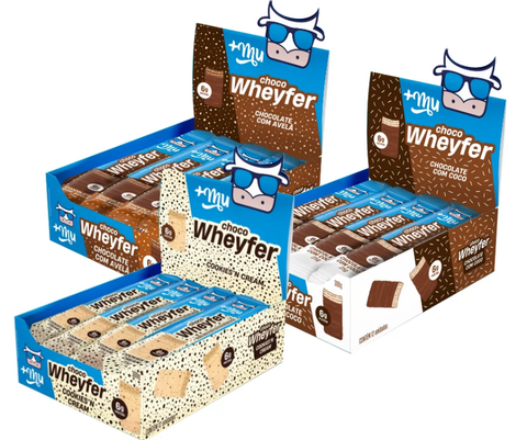 [Lançamento] Combo Chocowheyfer +Mu (3 Caixas Sabores chocolate com avelã, chocolate com coco, cookies - 36 uni.) - 900g