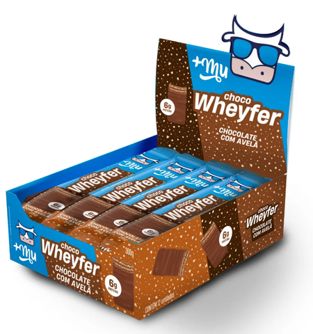 CHOCOWHEYFER +MU - CHOCOLATE COM AVELÃ - CAIXA 12 UNIDADES - 300G